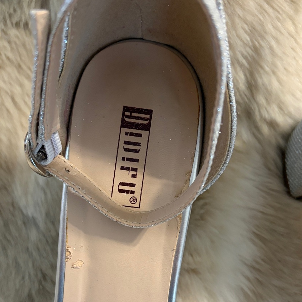 IDIFU Cookie-LO low block heel sandals in silver glitter - Picture 2 of 5